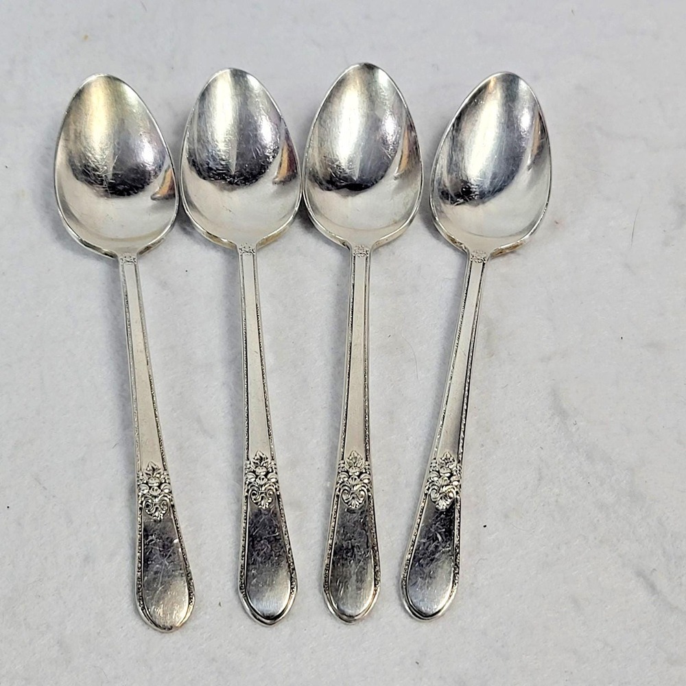 1847 Rogers & Bros Adoration Int'l Silverplate Tea Spoons Lot of 4